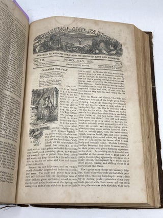 THE NEW ENGLAND FARMER; A MONTHLY JOURNAL DEVOTED TO AGRICULTURE, HORTICULTURE, AND THEIR KINDRED ARTS AND SCIENCES; EMBELLISHED AND ILLUSTRATED WITH NUMEROUS BEAUTIFUL ENGRAVINGS : VOLUME VII Laid in - Pamphlet authored by J.C. Bartlett: ADDRESS, DELIVERED BEFORE THE WORCESTER SOUTH AGRICULTURAL SOCIETY, AT STURBRIDGE, SEPT. 29TH, 1858. ALSO, THE NAMES OF THE OFFICERS OF THE SOCIETY FOR 1859, AND A LIST OF MEMBERS