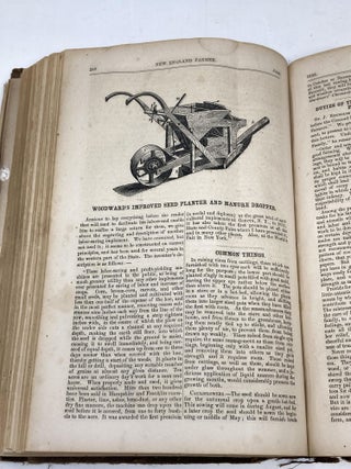THE NEW ENGLAND FARMER; A MONTHLY JOURNAL DEVOTED TO AGRICULTURE, HORTICULTURE, AND THEIR KINDRED ARTS AND SCIENCES; EMBELLISHED AND ILLUSTRATED WITH NUMEROUS BEAUTIFUL ENGRAVINGS : VOLUME VII Laid in - Pamphlet authored by J.C. Bartlett: ADDRESS, DELIVERED BEFORE THE WORCESTER SOUTH AGRICULTURAL SOCIETY, AT STURBRIDGE, SEPT. 29TH, 1858. ALSO, THE NAMES OF THE OFFICERS OF THE SOCIETY FOR 1859, AND A LIST OF MEMBERS